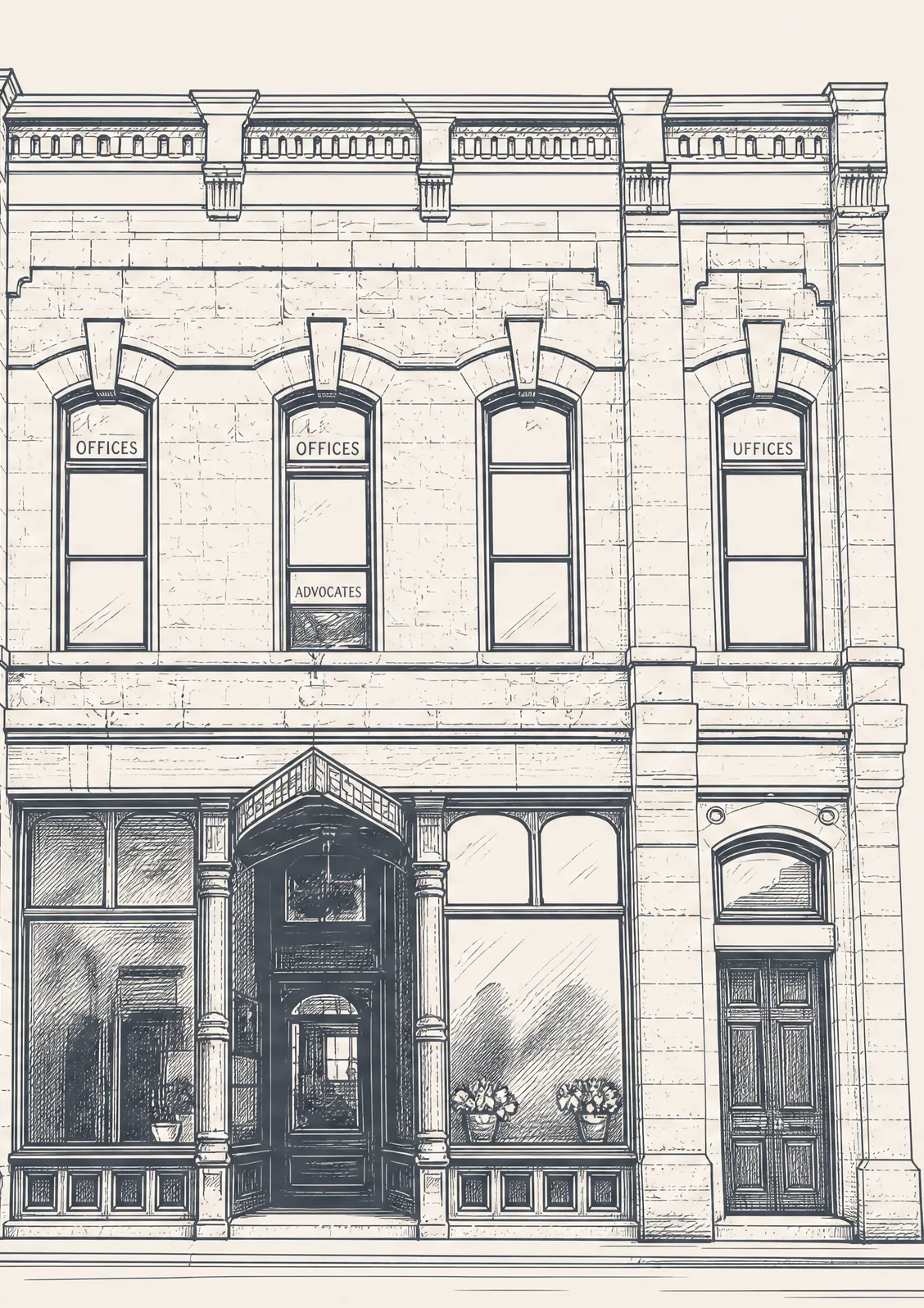 Illustration of the historic Herald Building, home of FinePrint